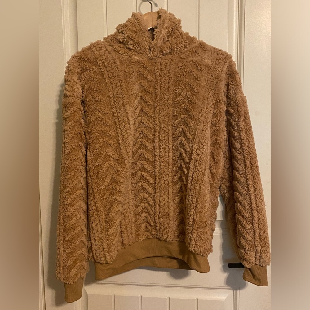 Cozy Tan Textured Hoodie